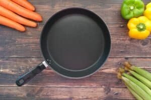 a clean nonstick pan ready to use