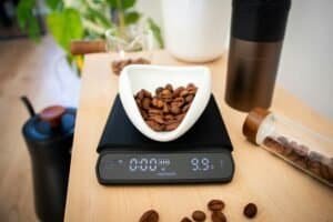 a coffee scale used in the kitchen