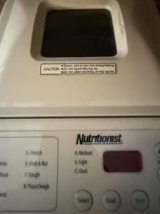 the front of a bread machine