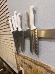 a magnetic strip for knive storage