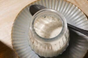 sourdough jar on plate in kitchen