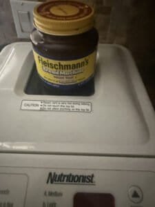 bread machine with yeast on top