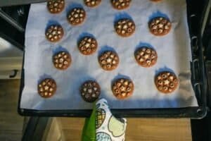 baking in oven on liner and sheet