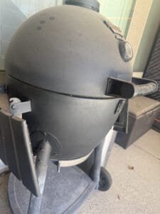 a kamado grill closed outdoor