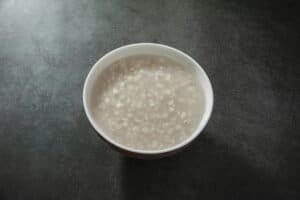 rice and water in bowl