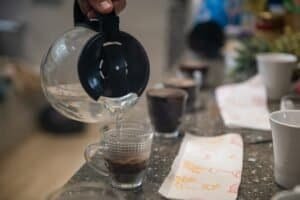 water pouring in coffee