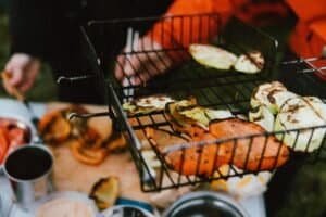 a grill basket for outdoor cooking