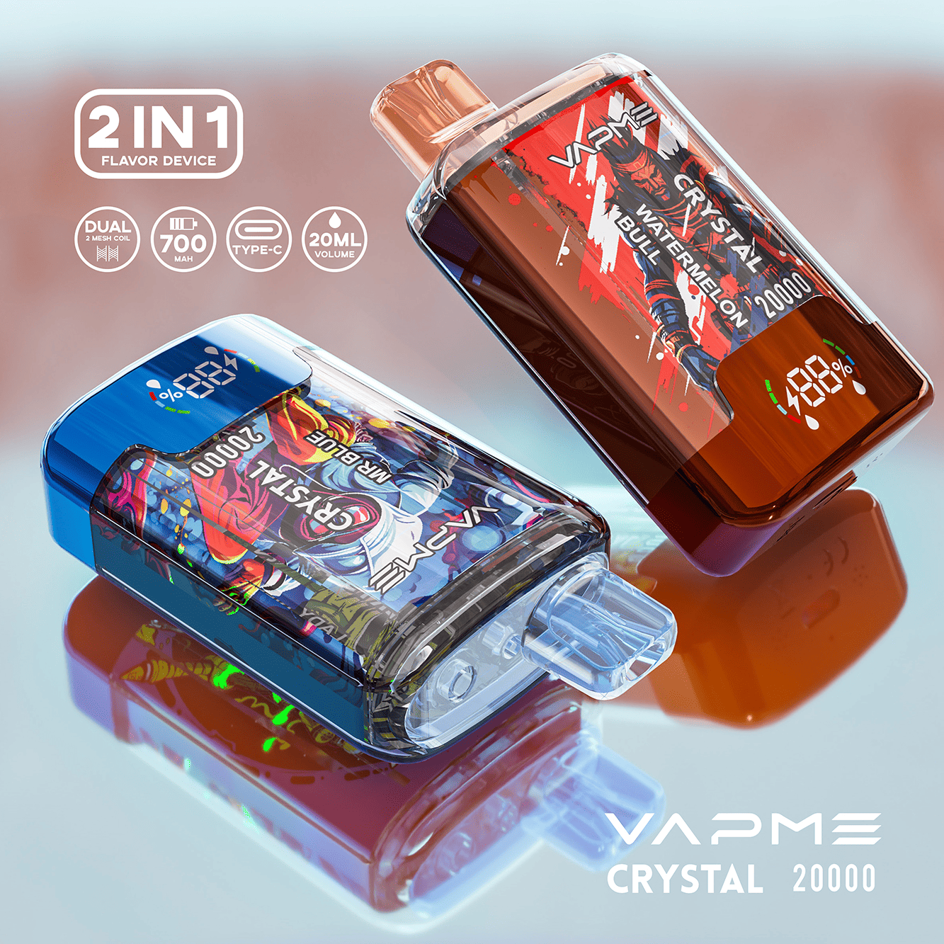 VAPME Crystal 20000 Strawberry Watermelon/Passionfruit Melon Ice – Bild 4