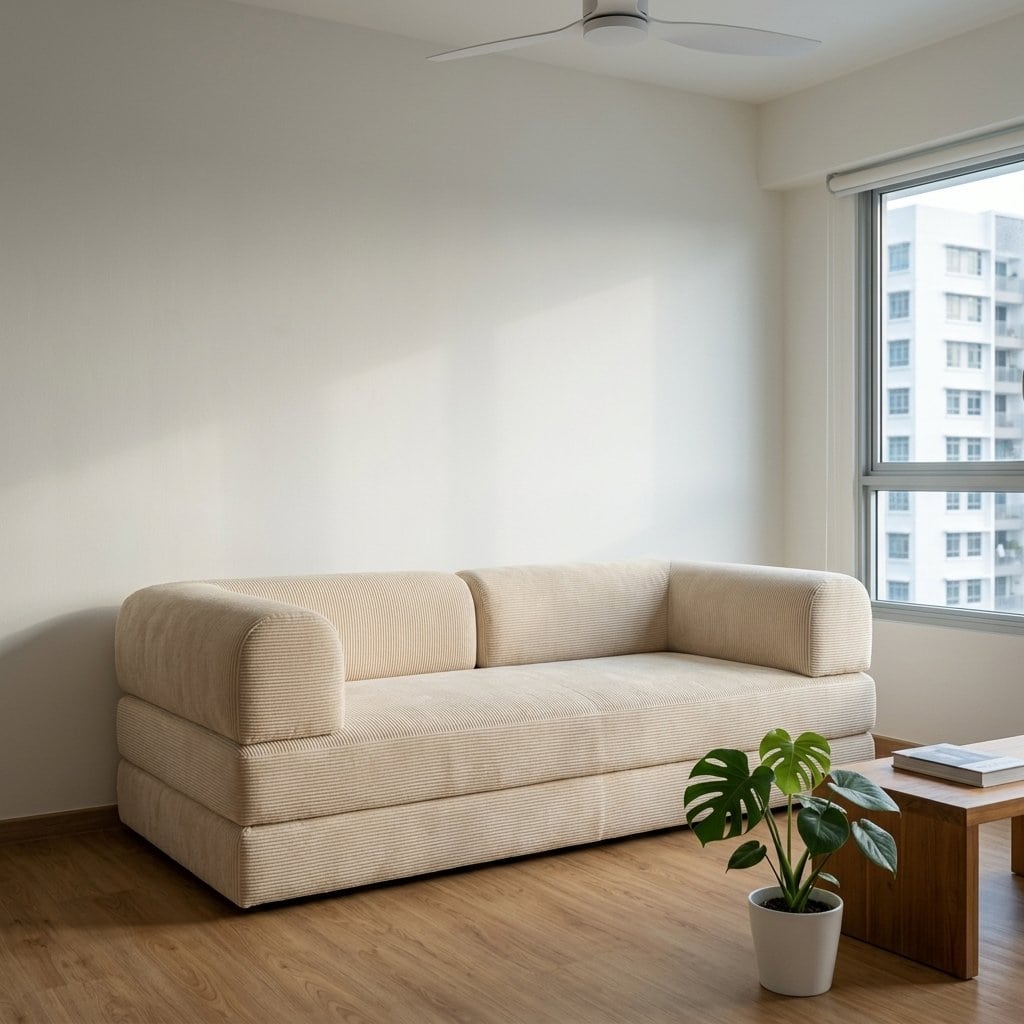 Sienna in Vanilla Cloud Weave, in a living room