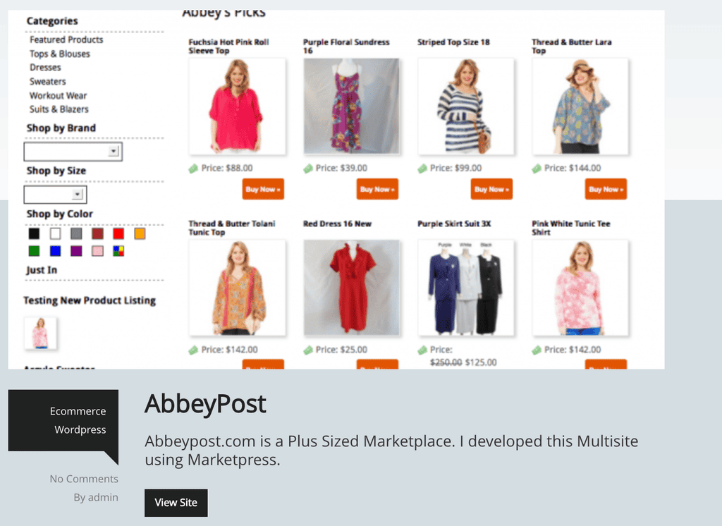Screenshot of Redcypress Designs website showcasing various women's clothing items.