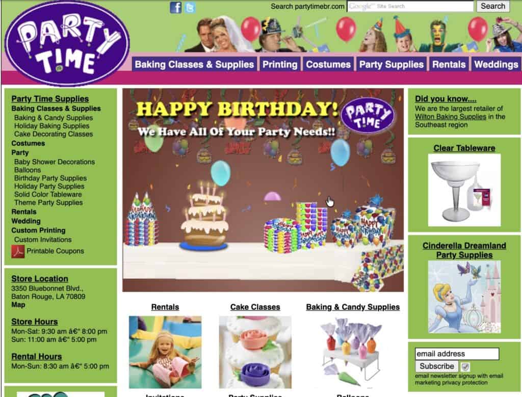 Colorful birthday party supplies and decorations from Party Time.