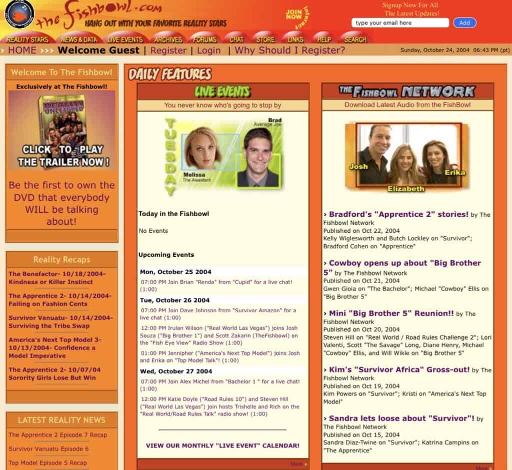 A screenshot of the Fishbowl website.
