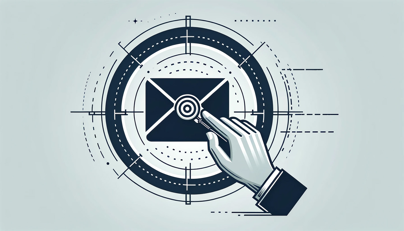 hand pointing to email letter, sniper links, targeting, email marketing