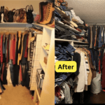 Before and after closet organization by Redcypress Designs.