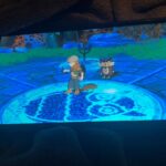 Person playing a colorful fantasy game on Nintendo Switch OLED.