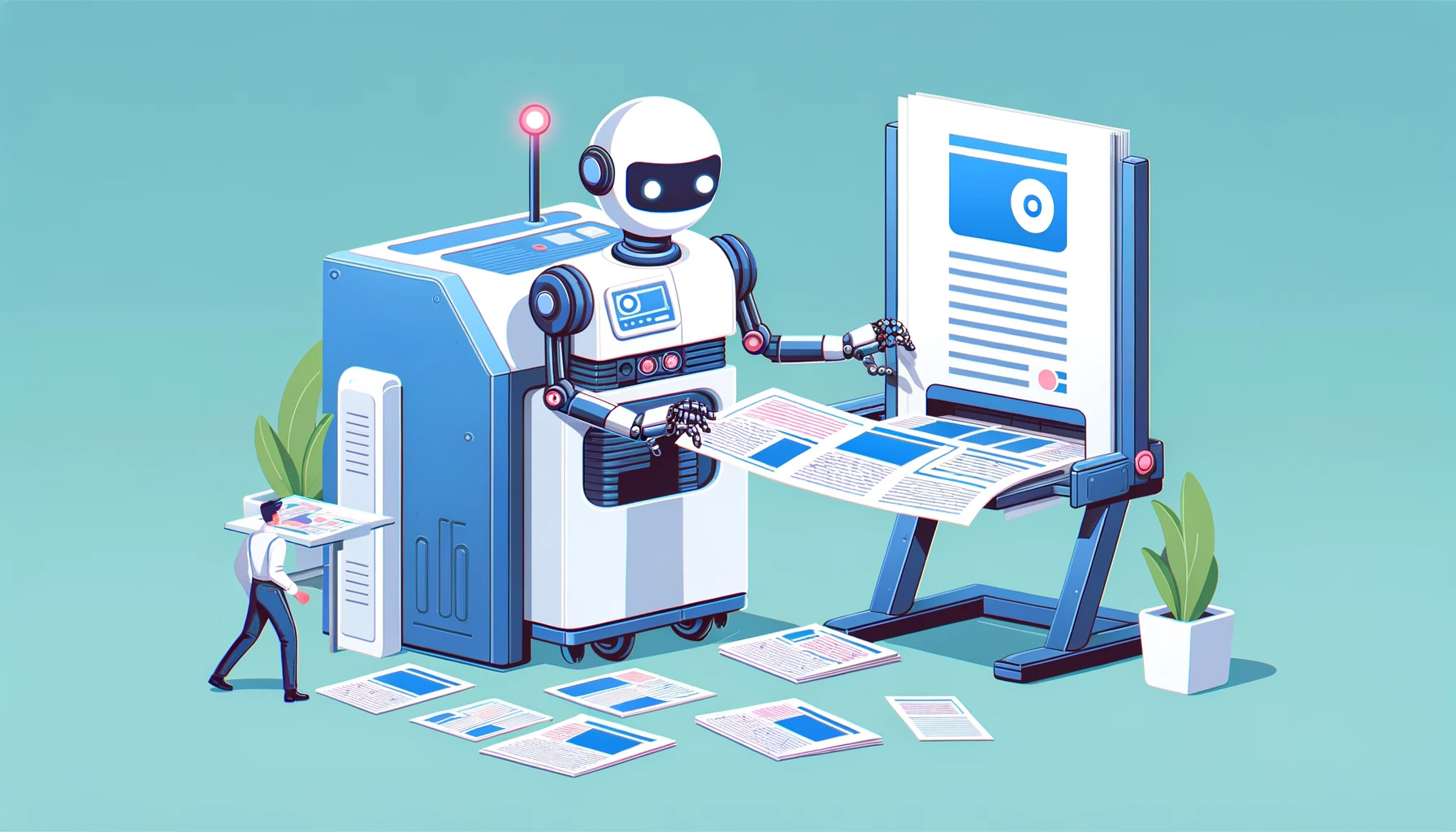 robot machine printing papers from a screen