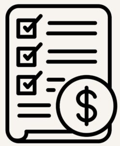Checklist with a dollar sign icon representing financial or budget planning.