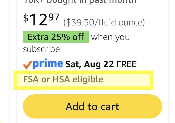 Promotional offer for FSA or HSA eligible products with discount details.