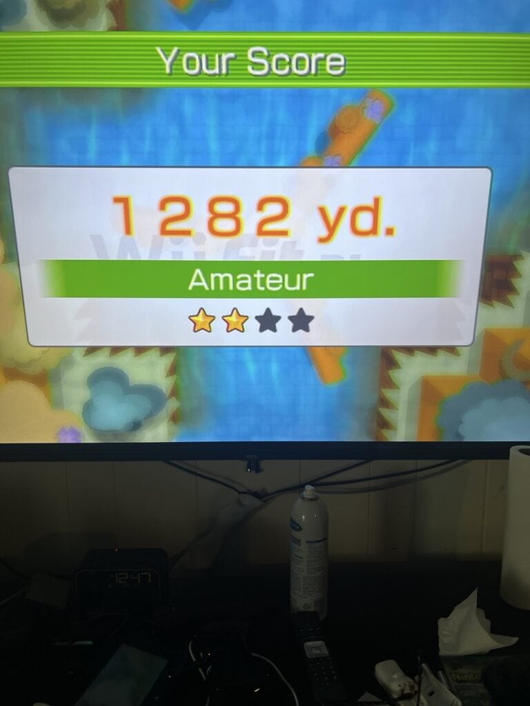 Score of 1282 yards with amateur level and 2 stars on screen.