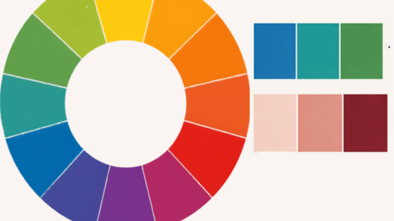 Color wheel with a matching color palette for design projects.