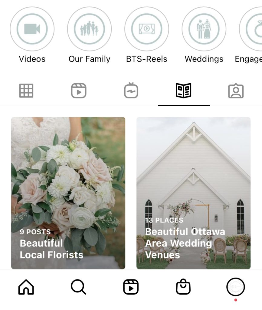Using Instagram Guides to Grow your Business - Instagram business - weddings - florists - Ottawa venue - Ottawa Wedding venues - local florists - wedding dress - instagram reels - how to create guides - how to use insta