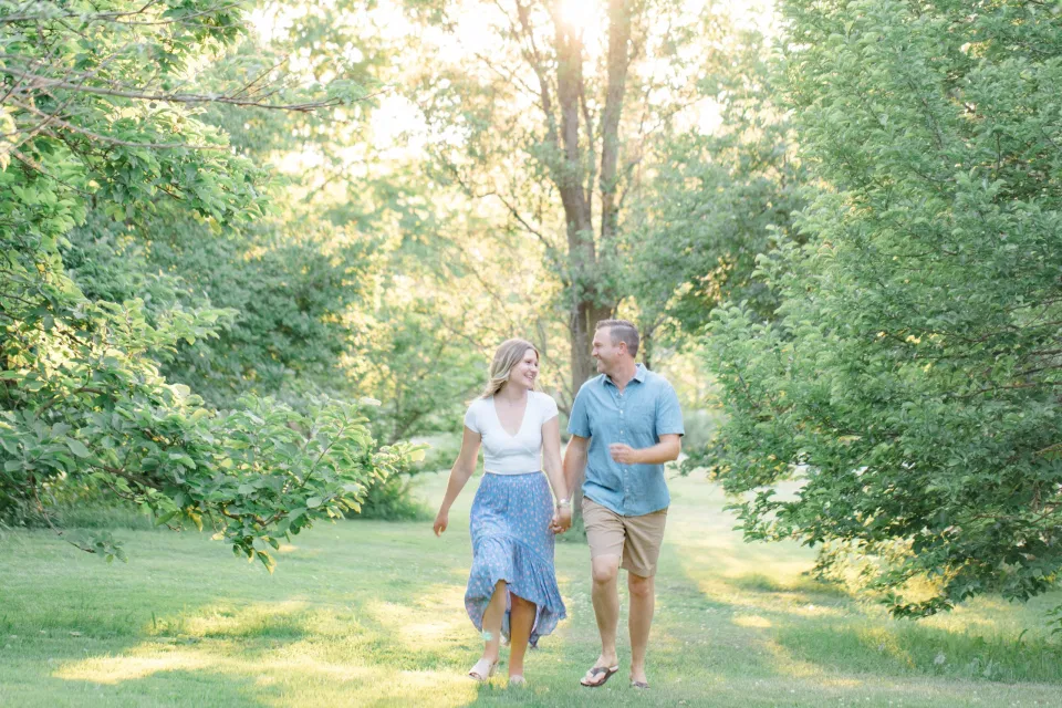 Bright, Fun, Natural, Engagement Session at Sunset - Blue & Neutral Inspiration - Summer Engagement Session -