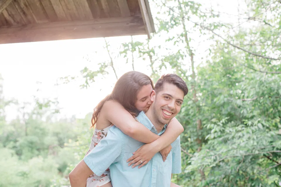 Ideas for what to wear for Engagement Photography, Modern Engagement Session Inspiration Wardrobe Ideas. Unsure of what to wear for your engagement photos, we've got you! Romantic white with Pink Flower dress for Spring Engagement in Ottawa. Grey Loft Studio is Ottawa's Wedding and Engagement Photographer for Real couples, showcasing photos that are modern, bright, and fun.