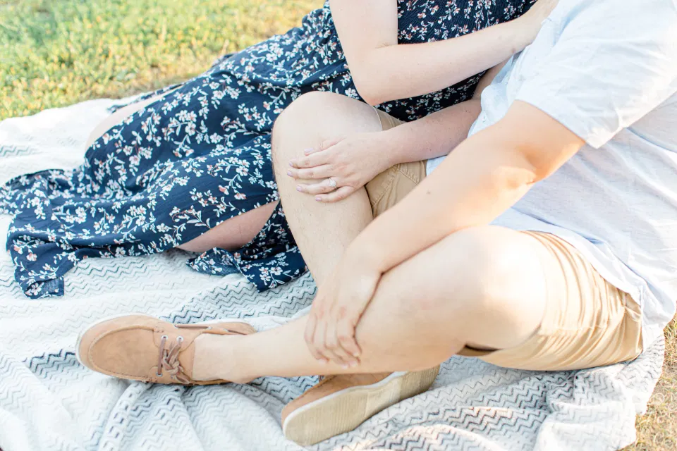 Summer Engagement Session inspiration - Neutrals, Blues, Flowy Dress - Floral Print Navy - Grey Loft Studio - Ottawa Wedding Photographer - Wedding Videographer - Fun, Natural, Bright Photo Video Team. - Photographe - Greyloft - Ottawa Engagement Pictures