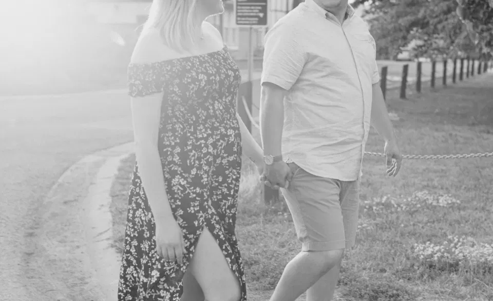 Alway's a cute moment - Summer Engagement Session inspiration - Neutrals, Blues, Flowy Dress - Floral Print Navy - Grey Loft Studio - Ottawa Wedding Photographer - Wedding Videographer - Fun, Natural, Bright Photo Video Team. - Photographe - Greyloft - Ottawa Engagement Pictures