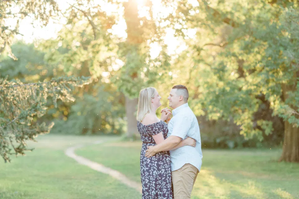 Natural Posing for Real Couples - Summer Engagement Session inspiration - Neutrals, Blues, Flowy Dress - Floral Print Navy - Grey Loft Studio - Ottawa Wedding Photographer - Wedding Videographer - Fun, Natural, Bright Photo Video Team. - Photographe - Greyloft - Ottawa Engagement Pictures