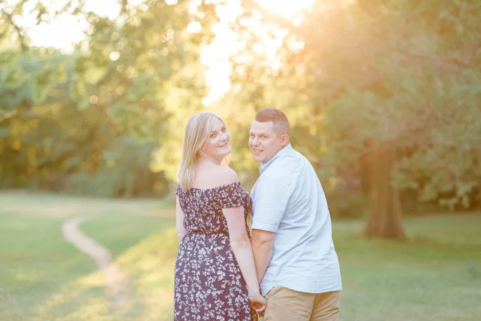 Natural Posing for Real Couples - Summer Engagement Session inspiration - Neutrals, Blues, Flowy Dress - Floral Print Navy - Grey Loft Studio - Ottawa Wedding Photographer - Wedding Videographer - Fun, Natural, Bright Photo Video Team. - Photographe - Greyloft - Ottawa Engagement Pictures