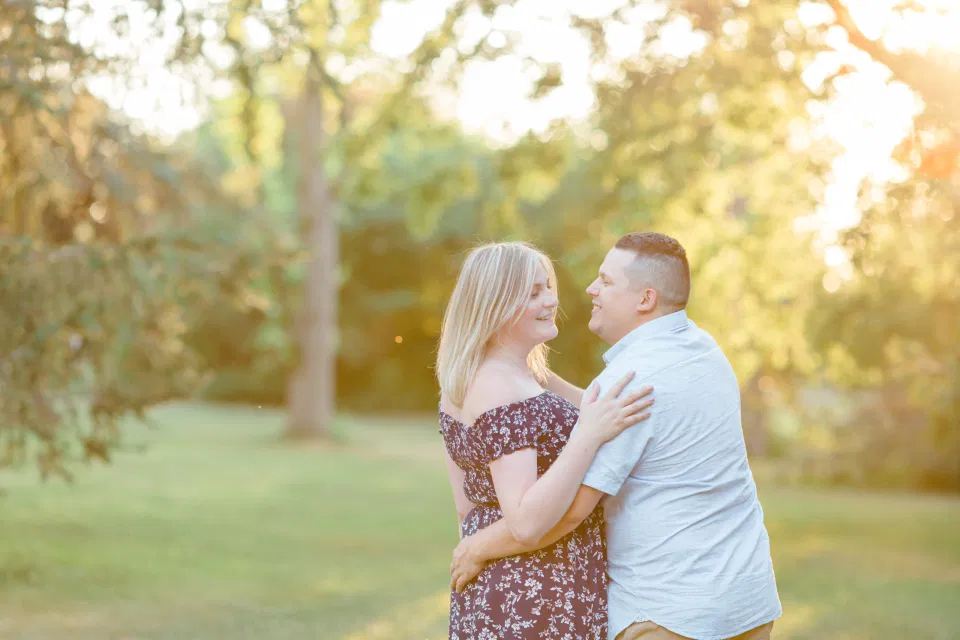 Natural Posing for Real Couples - Summer Engagement Session inspiration - Neutrals, Blues, Flowy Dress - Floral Print Navy - Grey Loft Studio - Ottawa Wedding Photographer - Wedding Videographer - Fun, Natural, Bright Photo Video Team. - Photographe - Greyloft - Ottawa Engagement Pictures