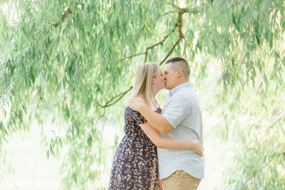 Natural Posing for Real Couples - Summer Engagement Session inspiration - Neutrals, Blues, Flowy Dress - Floral Print Navy - Grey Loft Studio - Ottawa Wedding Photographer - Wedding Videographer - Fun, Natural, Bright Photo Video Team. - Photographe - Greyloft - Ottawa Engagement Pictures