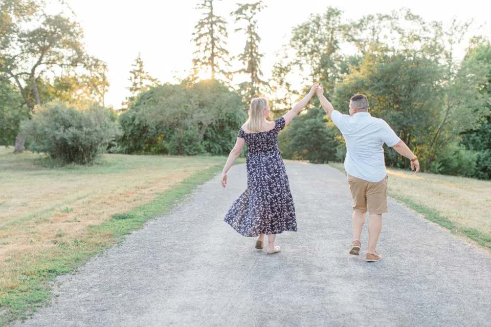 Natural Posing for Real Couples - Summer Engagement Session inspiration - Neutrals, Blues, Flowy Dress - Floral Print Navy - Grey Loft Studio - Ottawa Wedding Photographer - Wedding Videographer - Fun, Natural, Bright Photo Video Team. - Photographe - Greyloft - Ottawa Engagement Pictures