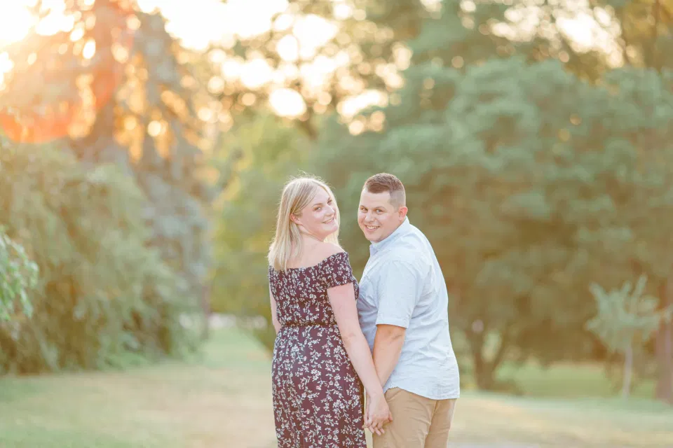 Natural Posing for Real Couples - Summer Engagement Session inspiration - Neutrals, Blues, Flowy Dress - Floral Print Navy - Grey Loft Studio - Ottawa Wedding Photographer - Wedding Videographer - Fun, Natural, Bright Photo Video Team. - Photographe - Greyloft - Ottawa Engagement Pictures