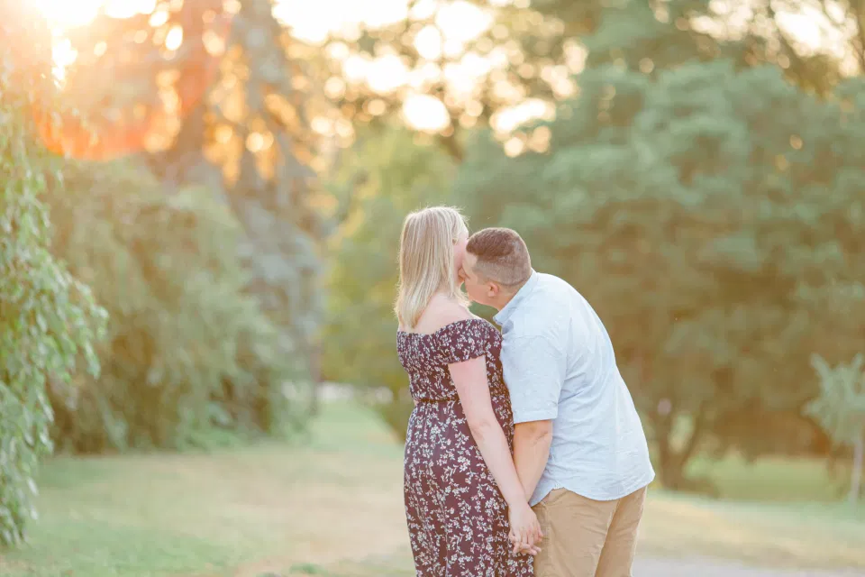 Natural Posing for Real Couples - Summer Engagement Session inspiration - Neutrals, Blues, Flowy Dress - Floral Print Navy - Grey Loft Studio - Ottawa Wedding Photographer - Wedding Videographer - Fun, Natural, Bright Photo Video Team. - Photographe - Greyloft - Ottawa Engagement Pictures
