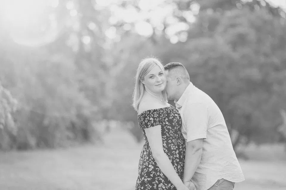 Natural Posing for Real Couples - Summer Engagement Session inspiration - Neutrals, Blues, Flowy Dress - Floral Print Navy - Grey Loft Studio - Ottawa Wedding Photographer - Wedding Videographer - Fun, Natural, Bright Photo Video Team. - Photographe - Greyloft - Ottawa Engagement Pictures