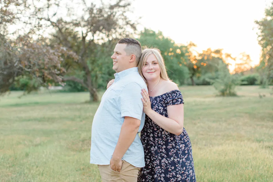 Natural Posing for Real Couples - Summer Engagement Session inspiration - Neutrals, Blues, Flowy Dress - Floral Print Navy - Grey Loft Studio - Ottawa Wedding Photographer - Wedding Videographer - Fun, Natural, Bright Photo Video Team. - Photographe - Greyloft - Ottawa Engagement Pictures