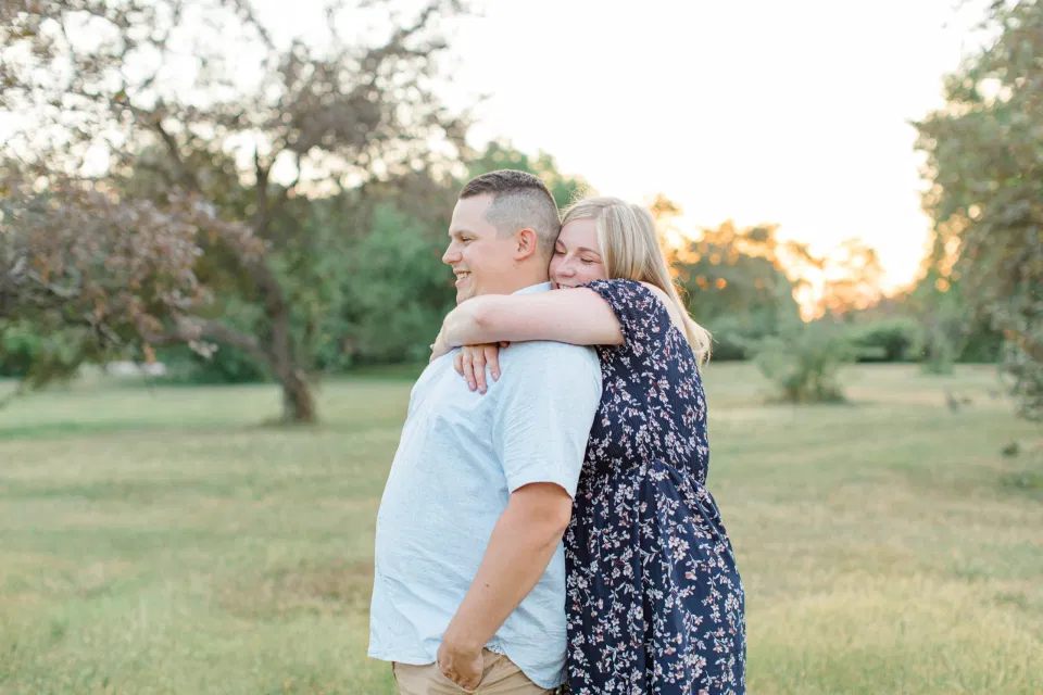 Natural Posing for Real Couples - Summer Engagement Session inspiration - Neutrals, Blues, Flowy Dress - Floral Print Navy - Grey Loft Studio - Ottawa Wedding Photographer - Wedding Videographer - Fun, Natural, Bright Photo Video Team. - Photographe - Greyloft - Ottawa Engagement Pictures