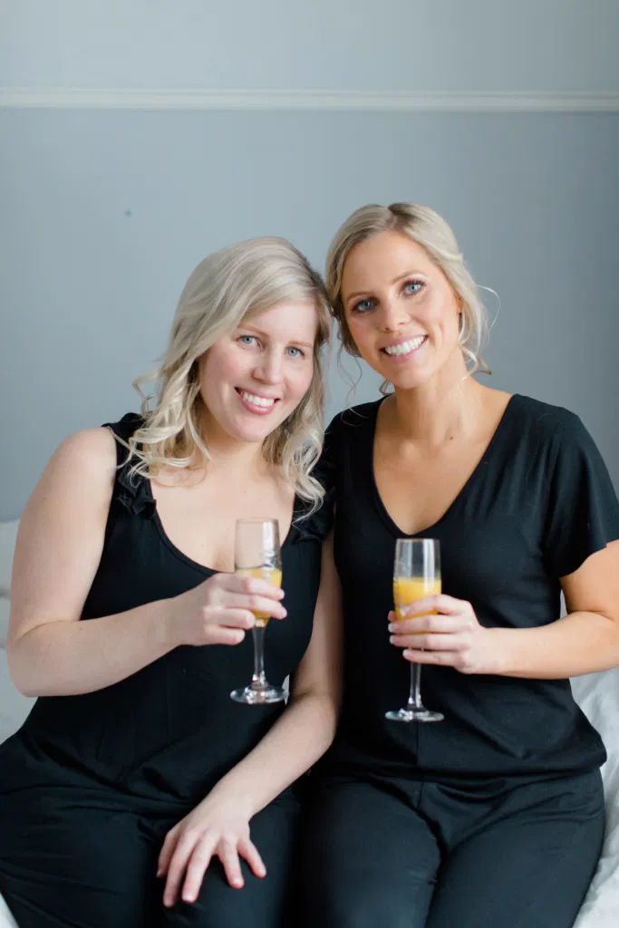 Bride and Sister in Smash & Tess Rompers for Getting Ready.