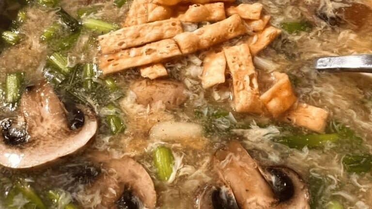 Cozy Egg Drop Soup (With Mushrooms & Crunchy Wonton Strips)