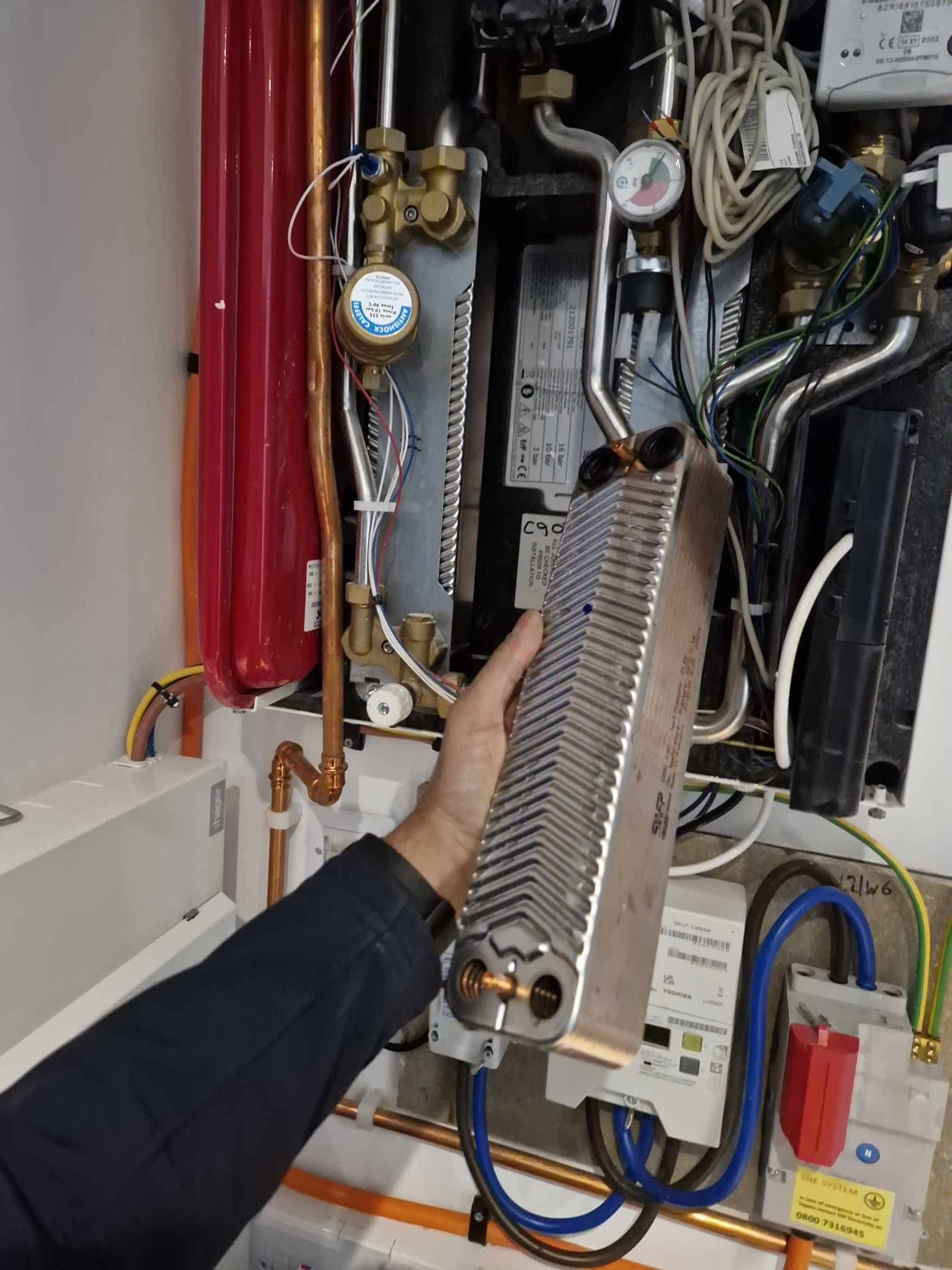 Engineer replaced Caleffi HIU hot water plate heat exchanger