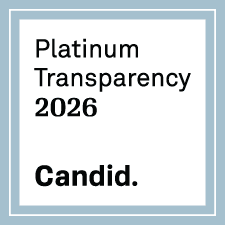 A white square badge with a light blue border displays the text: "Platinum Transparency 2026" in black, with "Candid." in bold at the bottom.