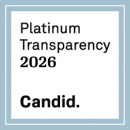 A white square badge with a light blue border displays the text: "Platinum Transparency 2026" in black, with "Candid." in bold at the bottom.