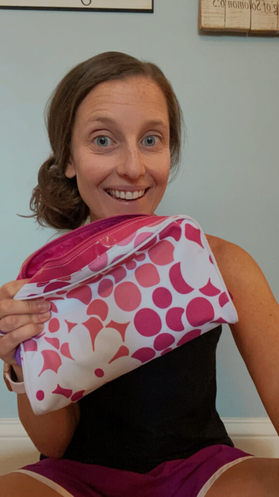 Ashley holding her Teacher Emergency Kit