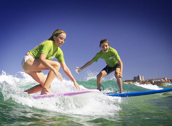 Image of a private surf lesson at Bondi on a Sydney Sightseeing Tour