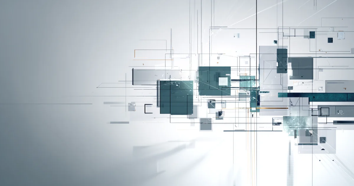 Abstract wireframe fragment showing a structured content marketing system with minimal slate accents on a white background