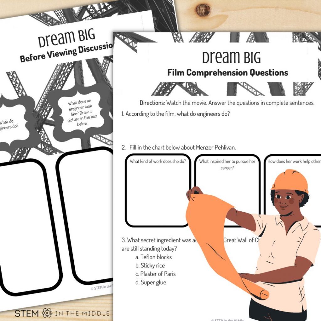 This image shows a movie guide for the film Dream Big: Engineering Our World
