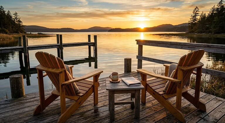 Deck chairs on a dock