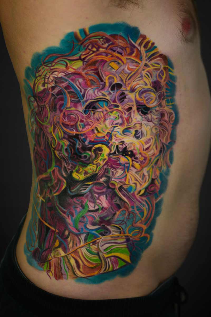 Abstract art tattoo face colours by Alex